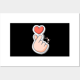 Korean finger heart saranghae Posters and Art